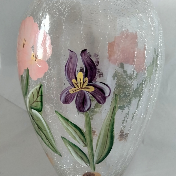 Art glass tall Crackle vase with beautiful details and colors Romanian - Picture 6 of 6